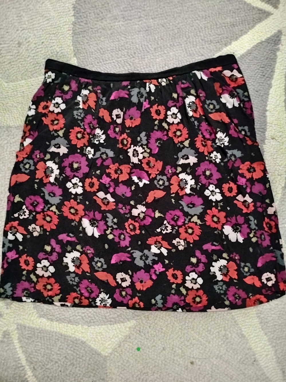 Comptoir Des Cotonniers Black Floral Mini Skirt with Pink & Red Accents